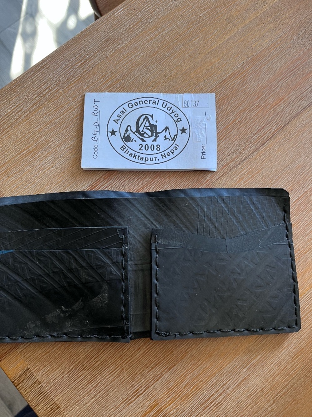 Hand-Stitched Recycled Tire Wallet from Nepal